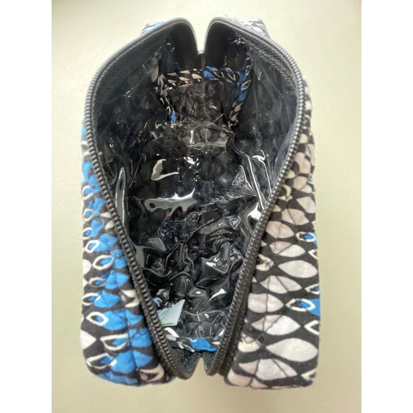 Vera Bradley Quilted Zippered Cosmetic Pouch Make Up Bag Geometric Vinyl Lined - Picture 8 of 9